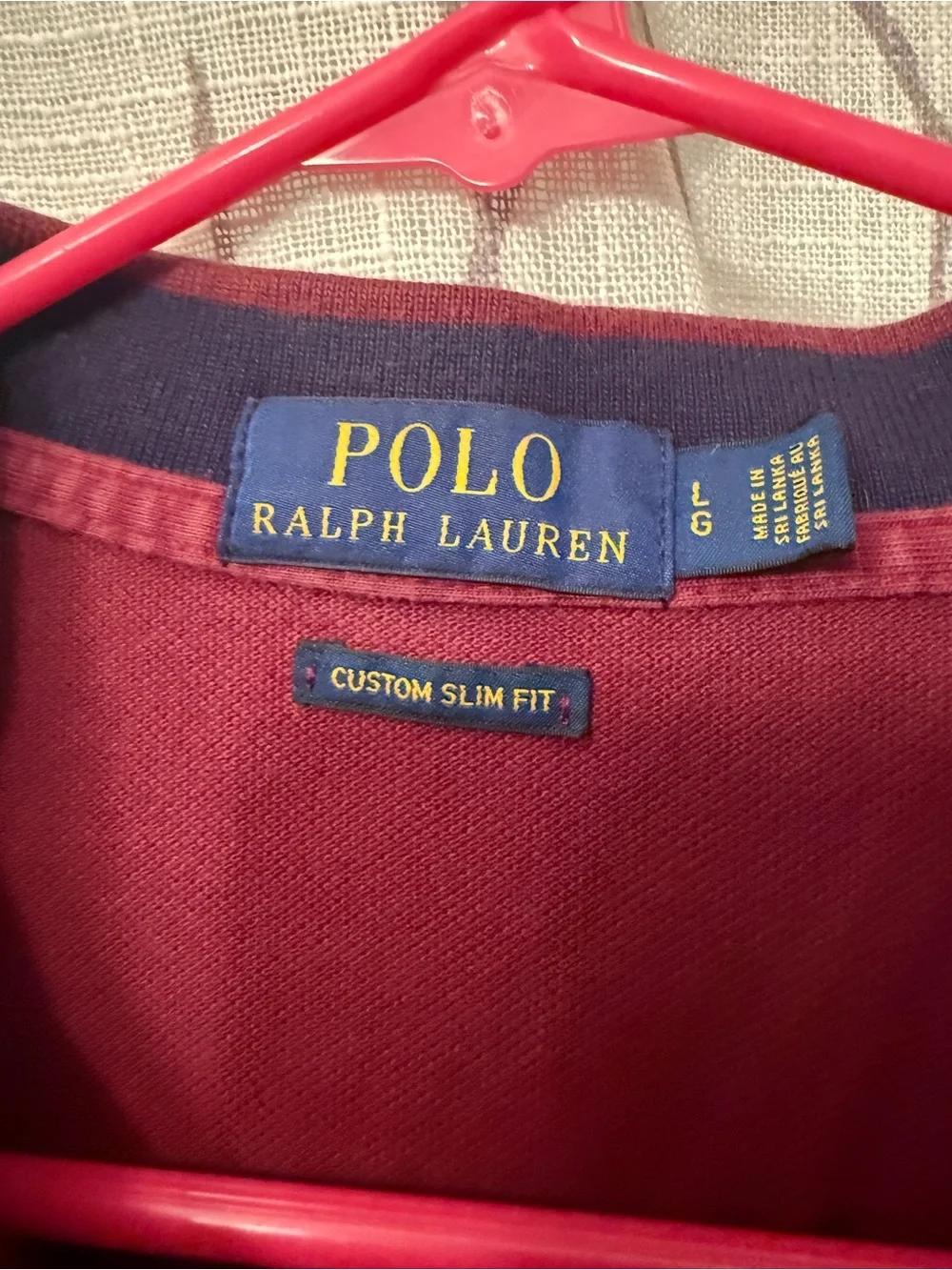 Ralph Lauren Burgundy Polo with Navy Contrast Sleeves
